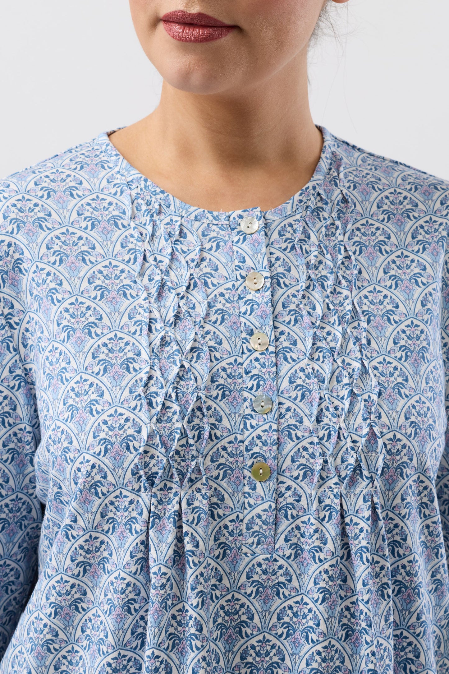 ORIENTAL SMOCK NIGHTIE TEAL - SK244O6