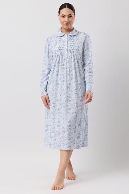 CHERRY BLOSSOM COLLAR NIGHTIE BLUE - SK251C6