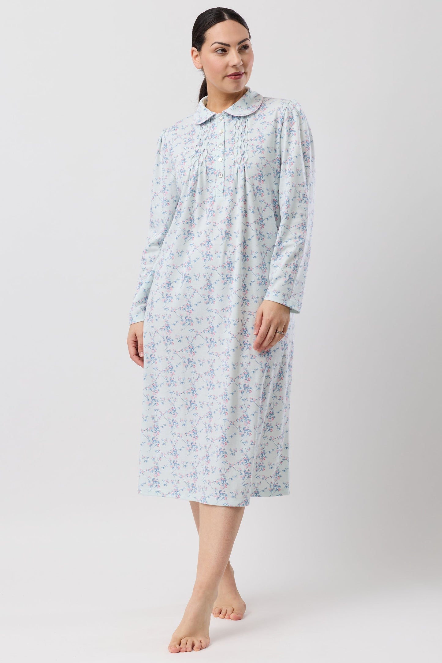 CHERRY BLOSSOM COLLAR NIGHTIE MINT - SK251C6