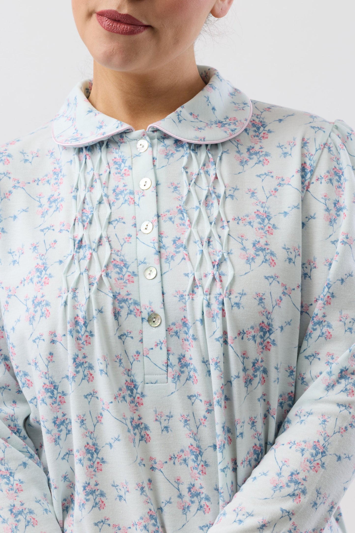 CHERRY BLOSSOM COLLAR NIGHTIE MINT - SK251C6