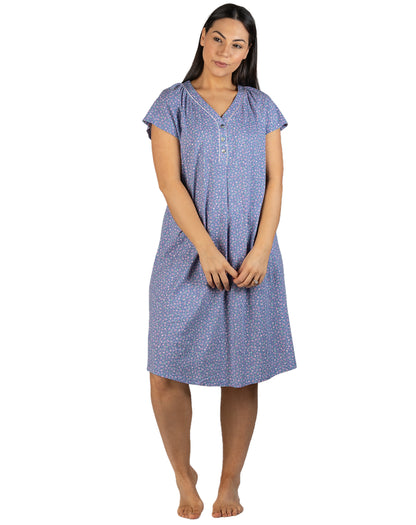 WILDFLOWERS CAP SLEEVE NIGHTIE BLUE - SK312W