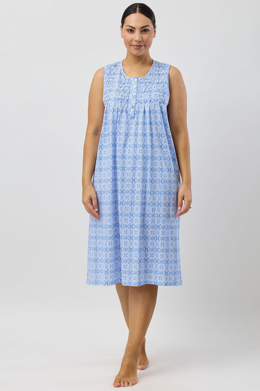 BAROQUE SLEEVELESS NIGHTIE INDIGO - SK411B5