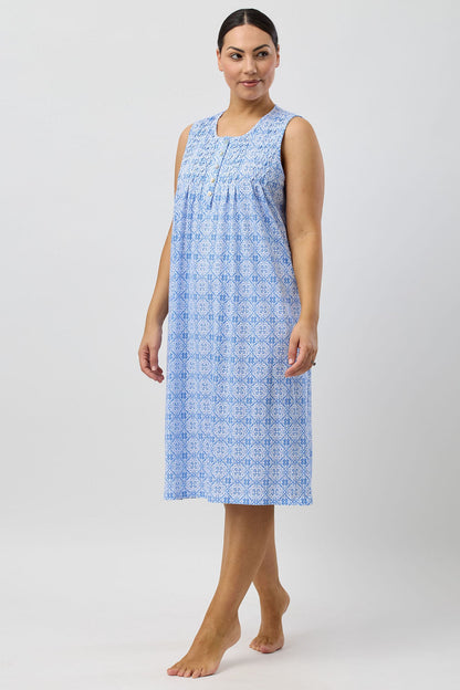 BAROQUE SLEEVELESS NIGHTIE INDIGO - SK411B5
