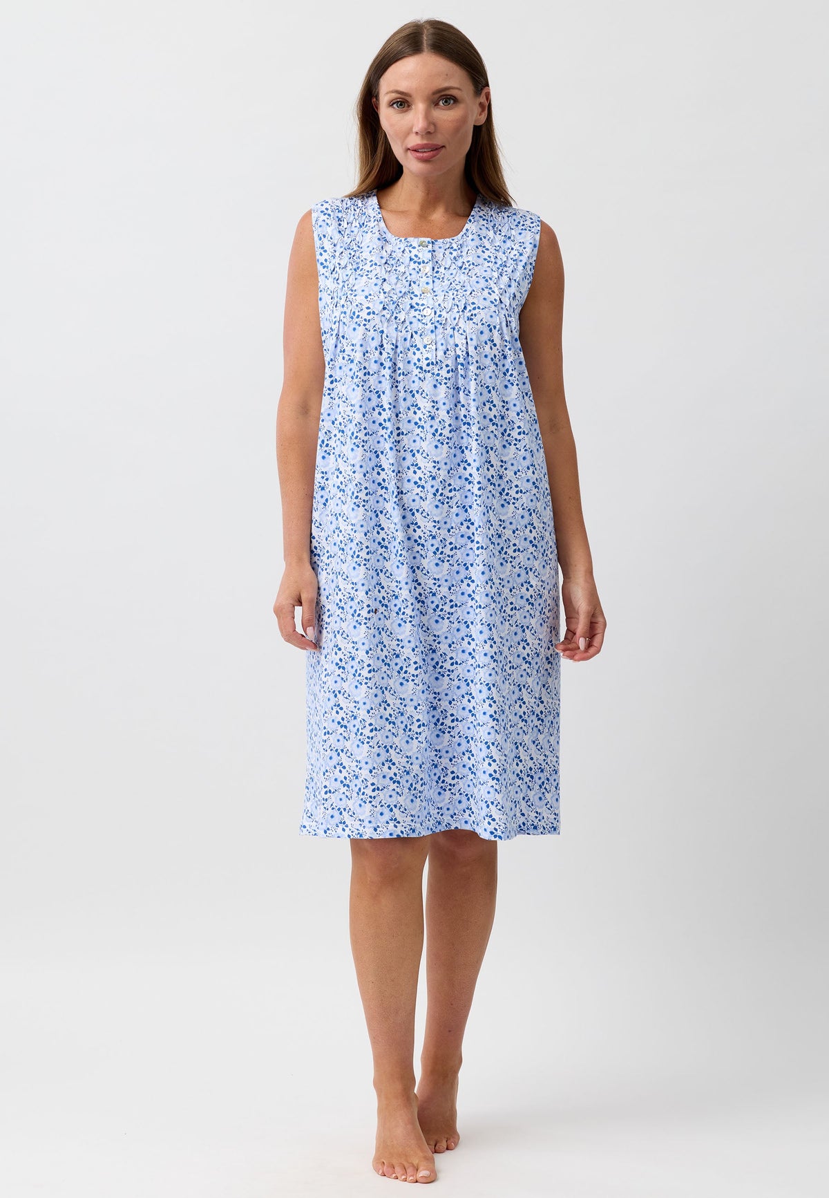CAMELLIA SLEEVELESS NIGHTIE BLUE - SK411C6