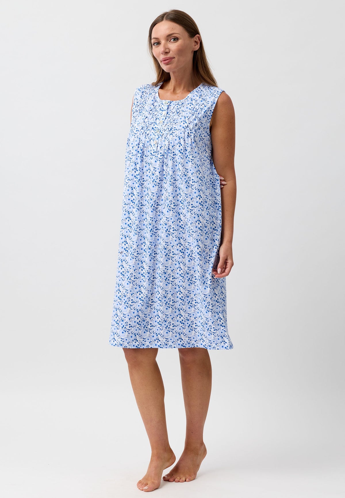 CAMELLIA SLEEVELESS NIGHTIE BLUE - SK411C6