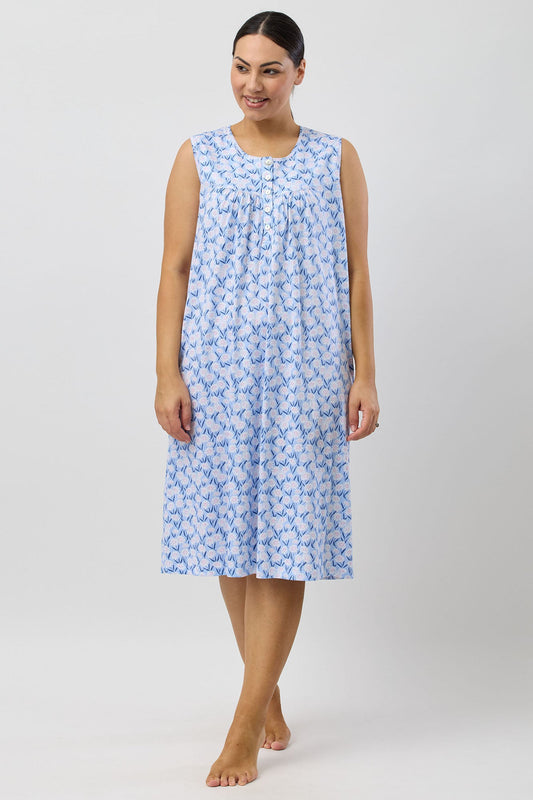 DAISIES SLEEVELESS NIGHTIE BLUE - SK418D5