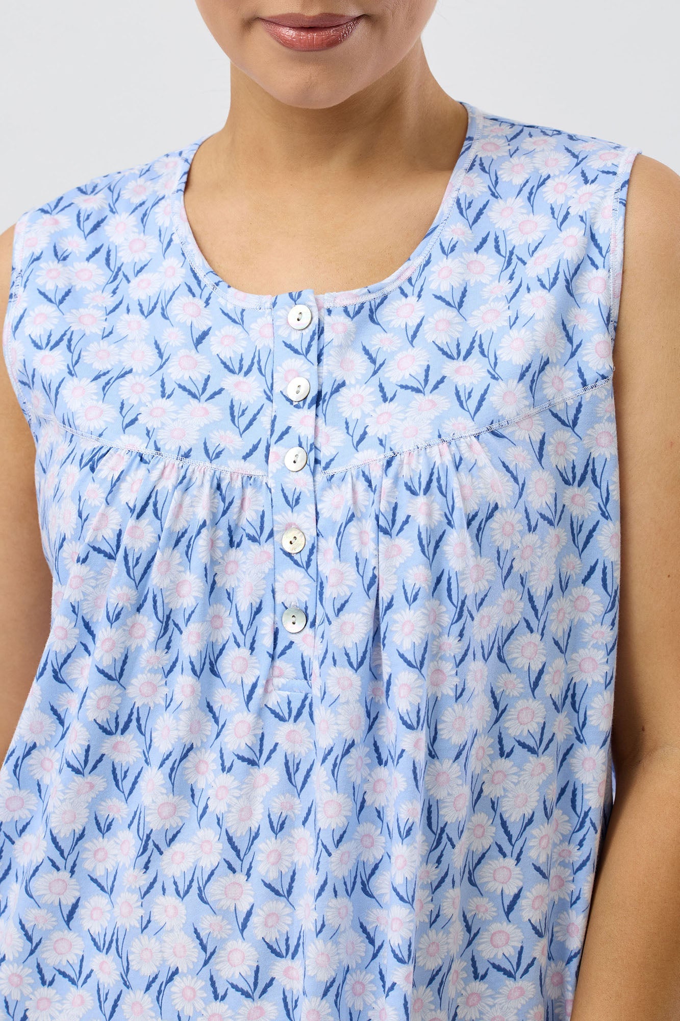 DAISIES SLEEVELESS NIGHTIE BLUE - SK418D5