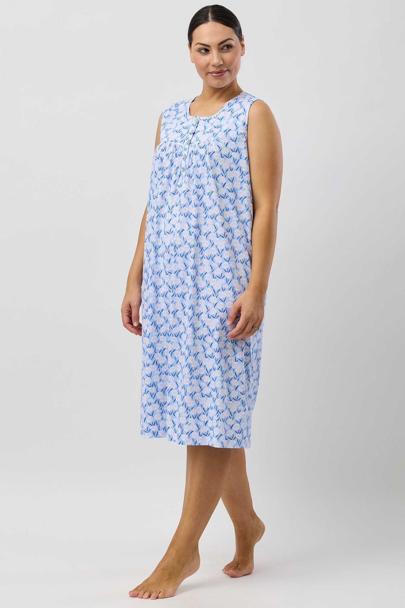 DAISIES SLEEVELESS NIGHTIE BLUE - SK418D5