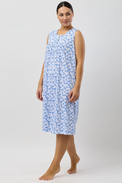 DAISIES SLEEVELESS NIGHTIE BLUE - SK418D5