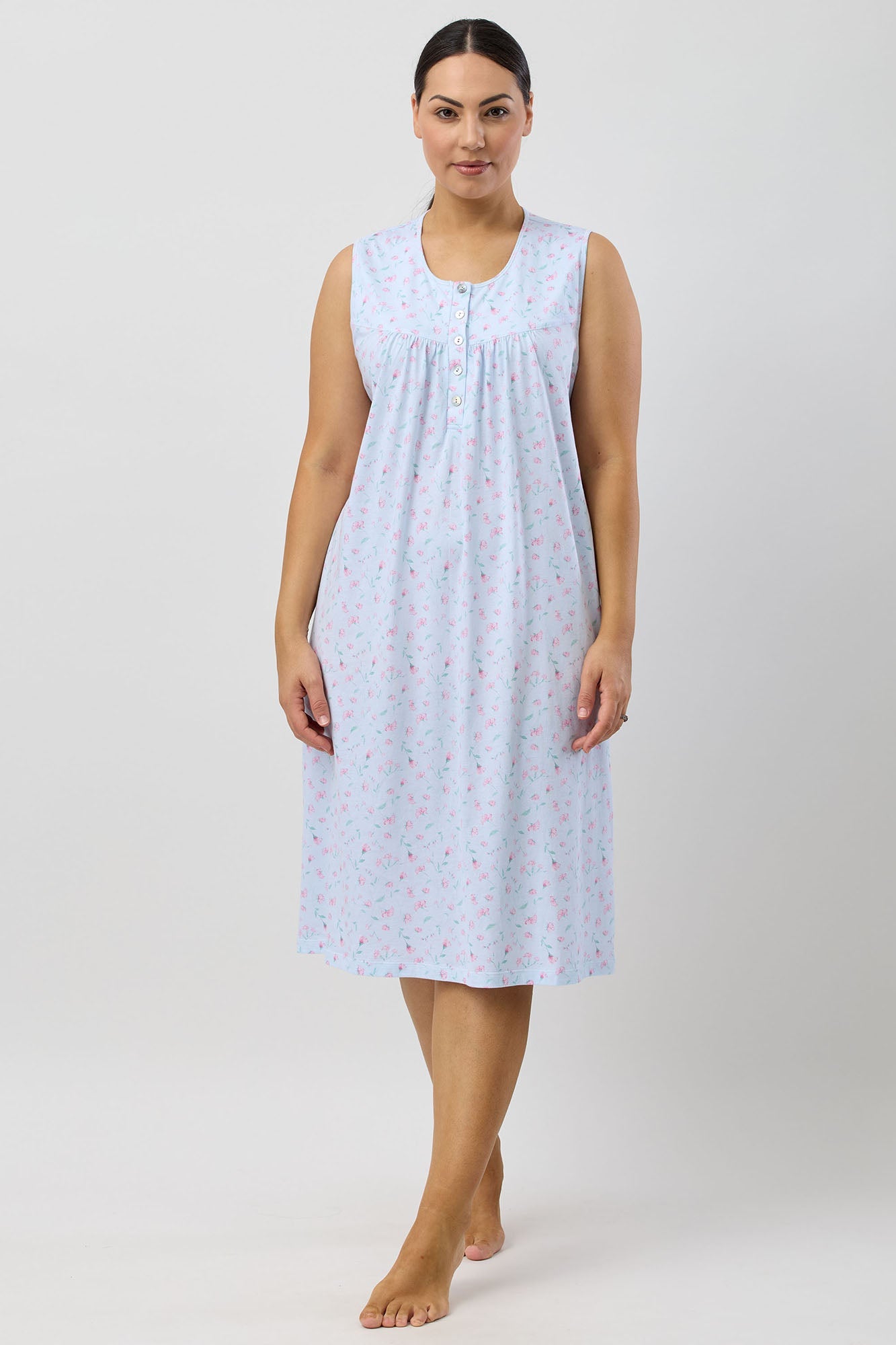 PEONY SLEEVELESS NIGHTIE BLUE - SK418P5