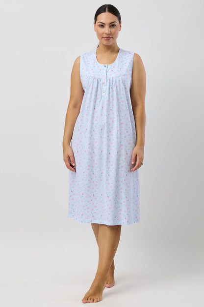 PEONY SLEEVELESS NIGHTIE BLUE - SK418P5