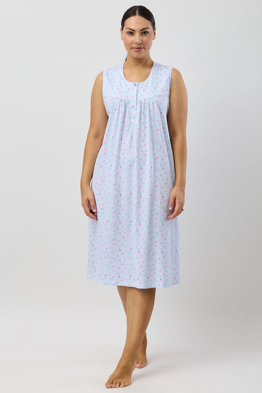 PEONY SLEEVELESS NIGHTIE BLUE - SK418P5