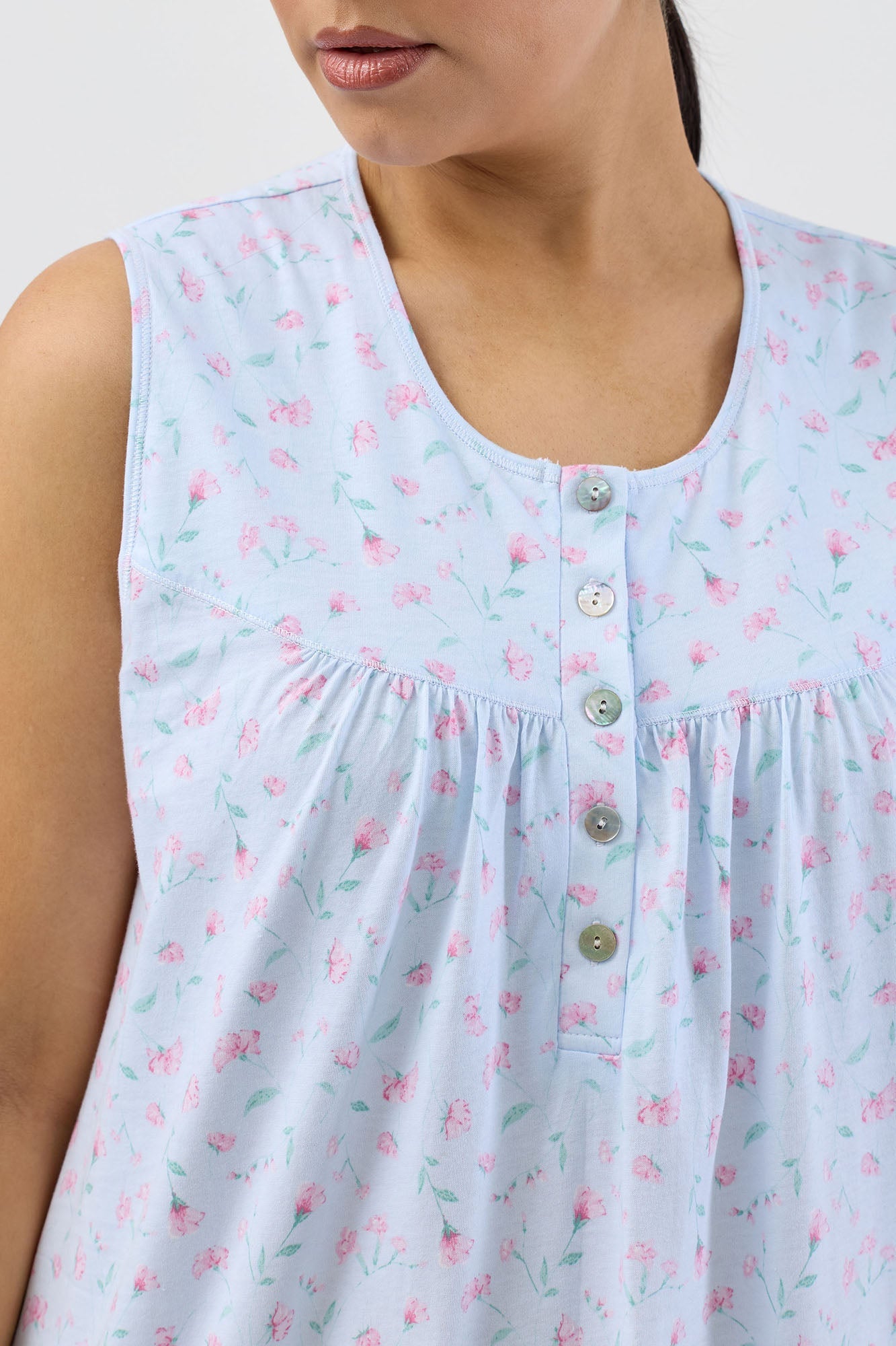 PEONY SLEEVELESS NIGHTIE BLUE - SK418P5