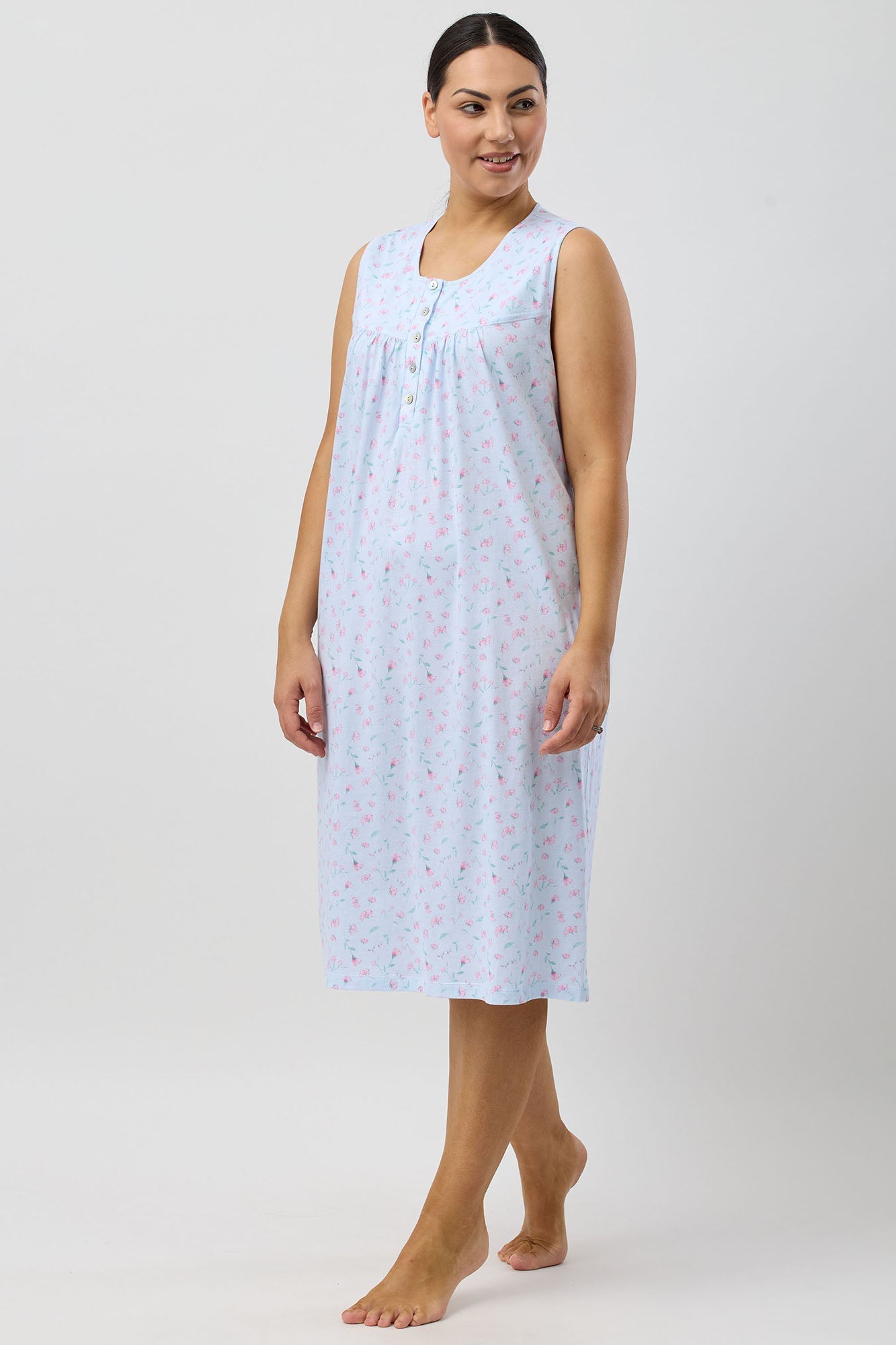 PEONY SLEEVELESS NIGHTIE BLUE - SK418P5