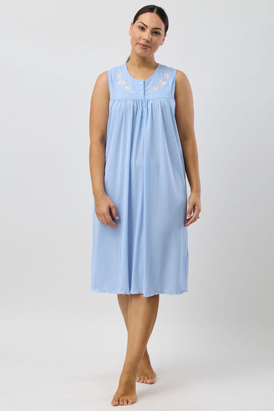 TRILOBAL SLEEVELESS NIGHTIE CORNFLOWER - SK425T5