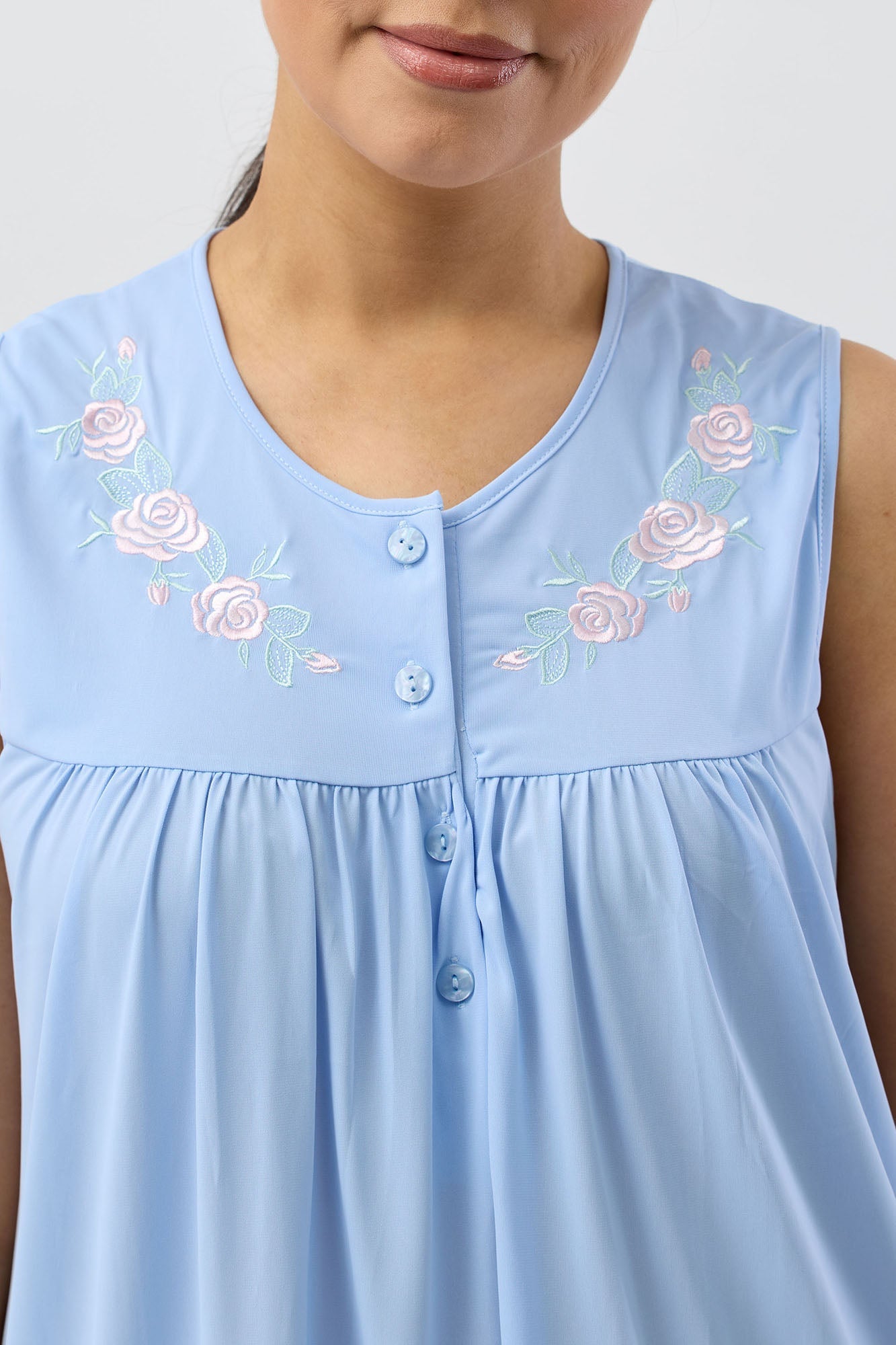 TRILOBAL SLEEVELESS NIGHTIE CORNFLOWER - SK425T5