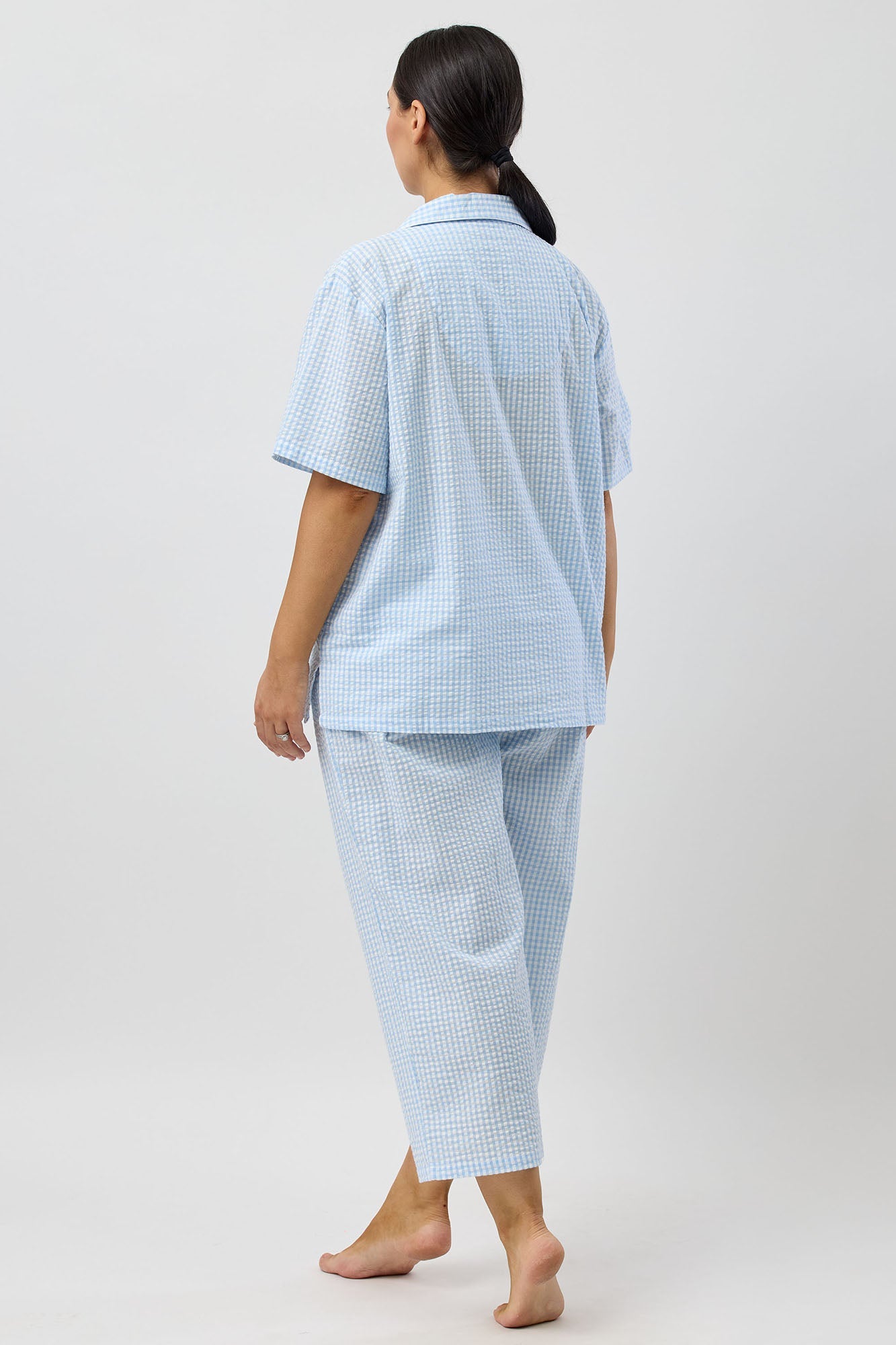 SEERSUCKER CHECK 7/8 PJ SET BLUE - SK500C25