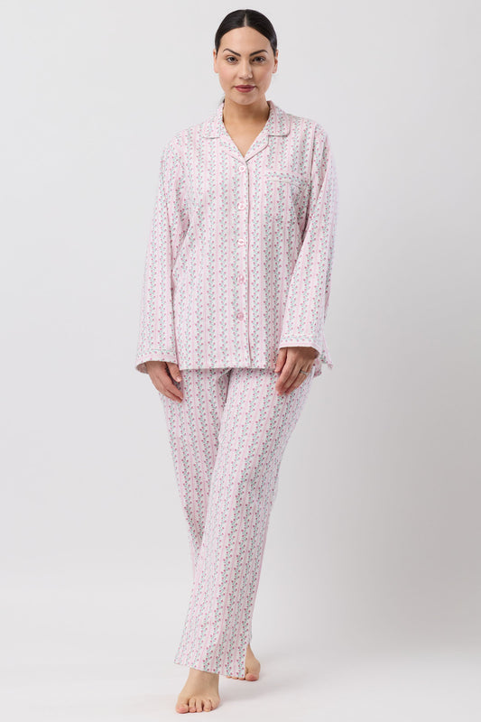 TULIP STRIPE PJ SET PINK - SK500T6