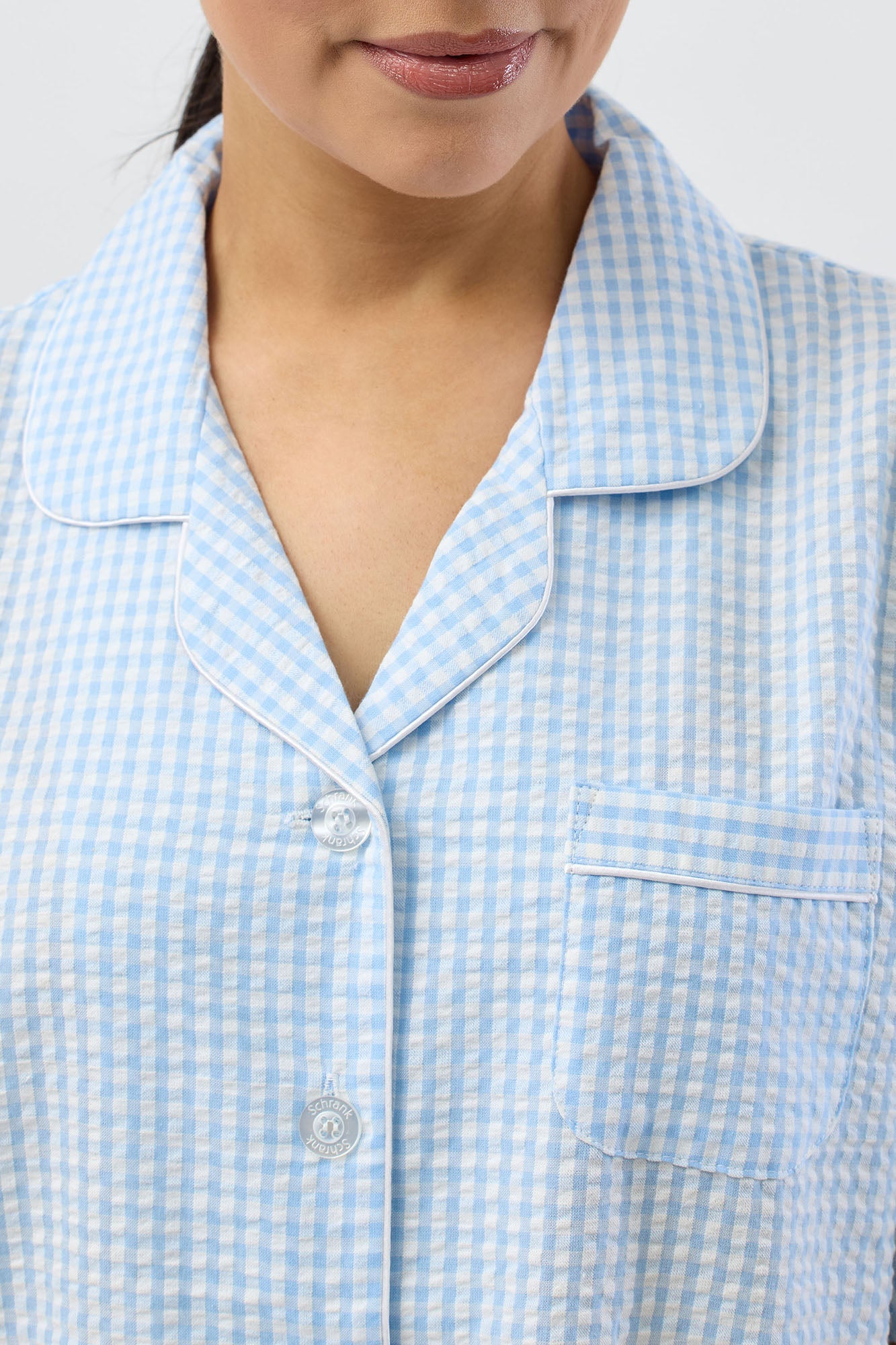 SEERSUCKER CHECK SHORT PJ SET BLUE - SK506C5