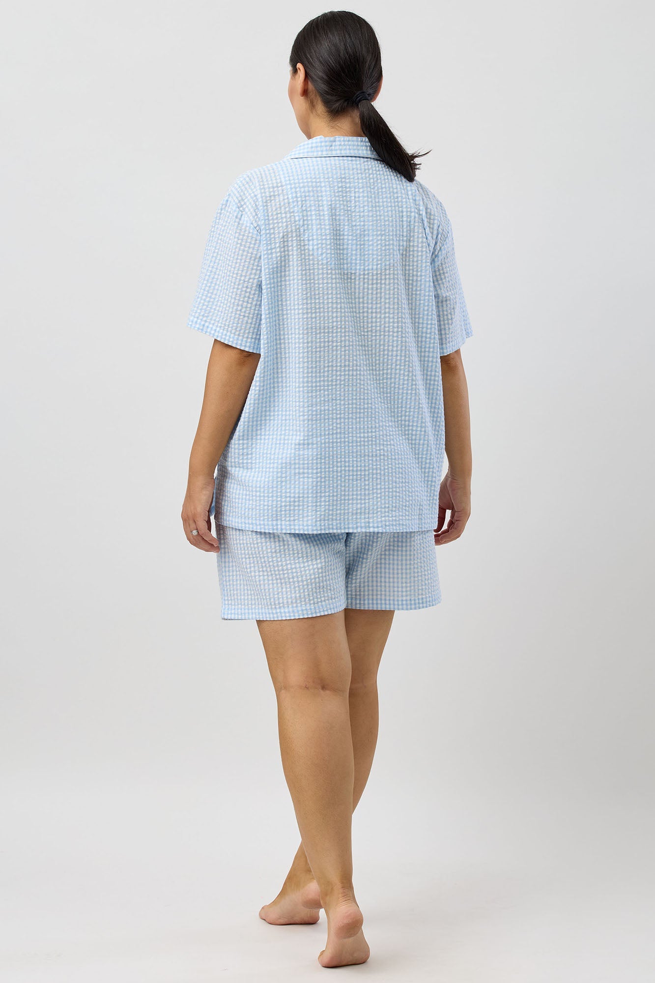 SEERSUCKER CHECK SHORT PJ SET BLUE - SK506C5