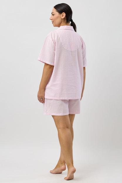 SEERSUCKER CHECK SHORT PJ SET PINK - SK506C5