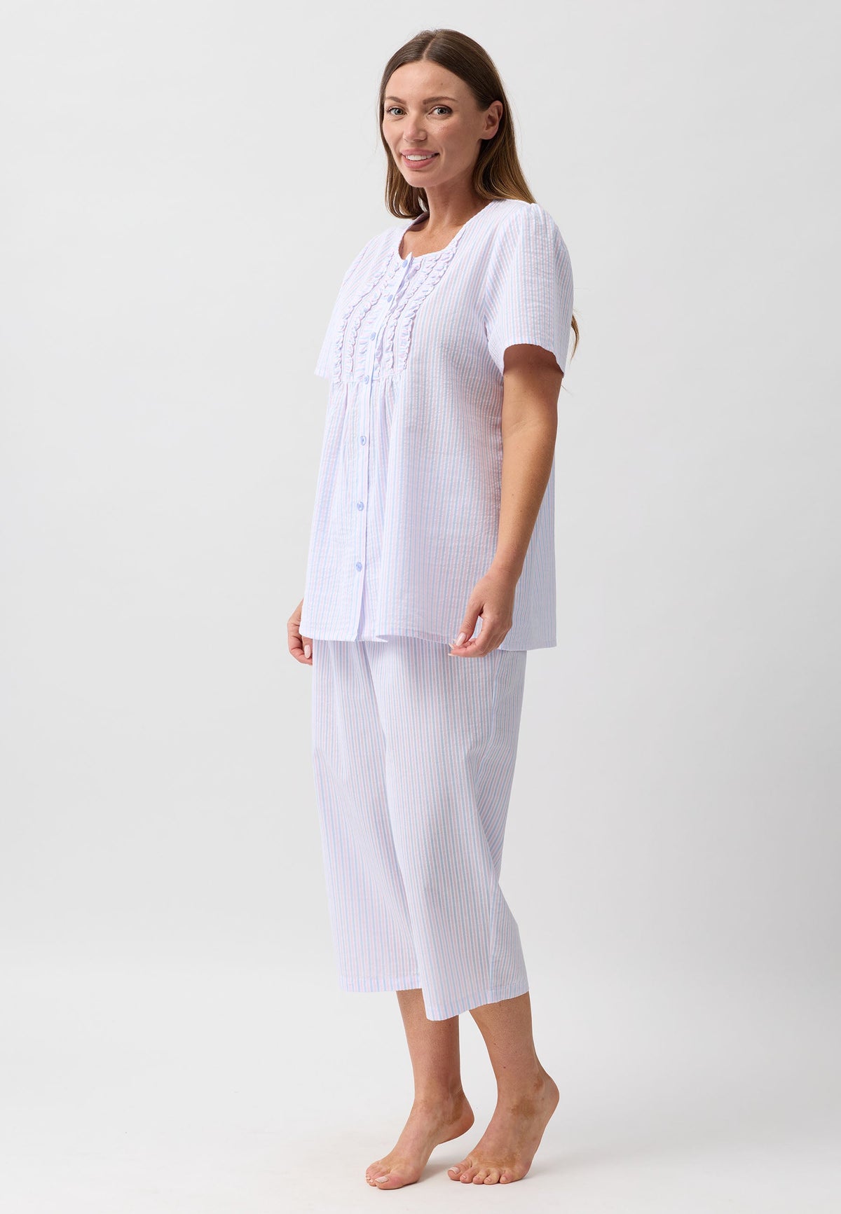 STRIPE 3/4 PJ SET PINK - SK529S6