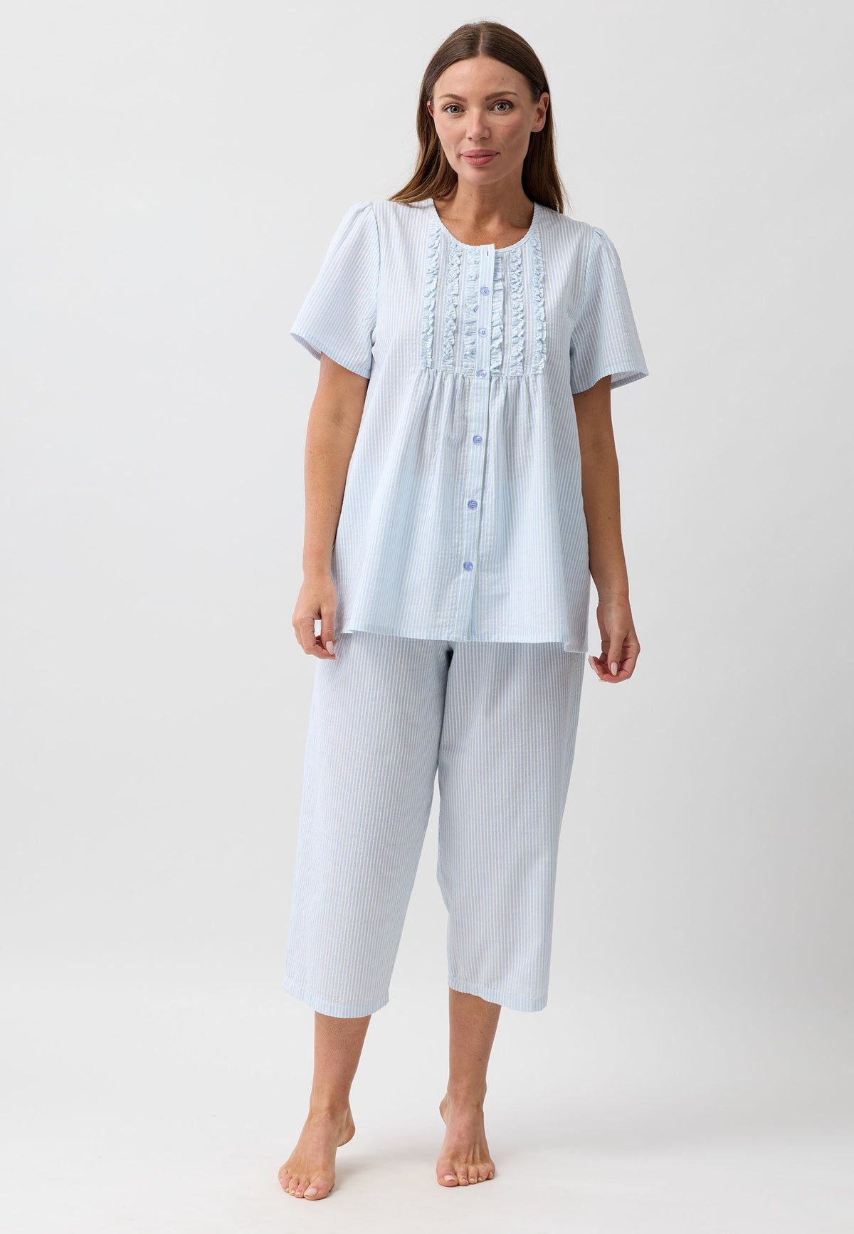 STRIPE 3/4 PJ SET SAGE - SK529S6