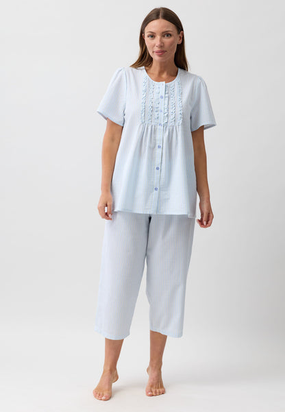 STRIPE 3/4 PJ SET SAGE - SK529S6