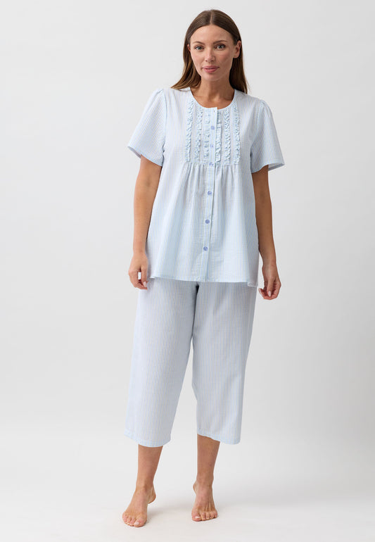 STRIPE 3/4 PJ SET SAGE - SK529S6