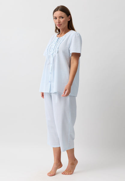 STRIPE 3/4 PJ SET SAGE - SK529S6