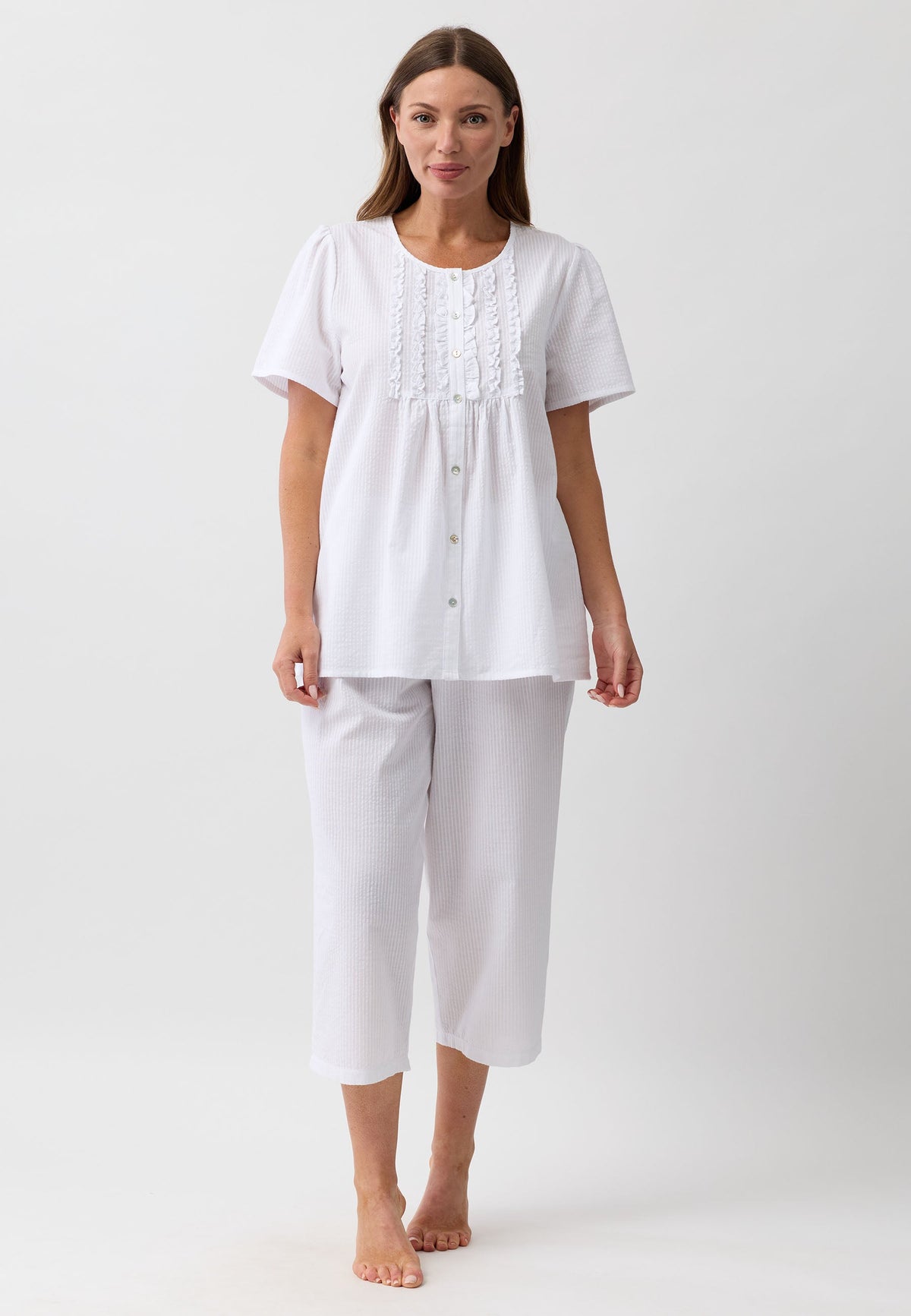 WHITE 3/4 PJ SET WHITE - SK529W6