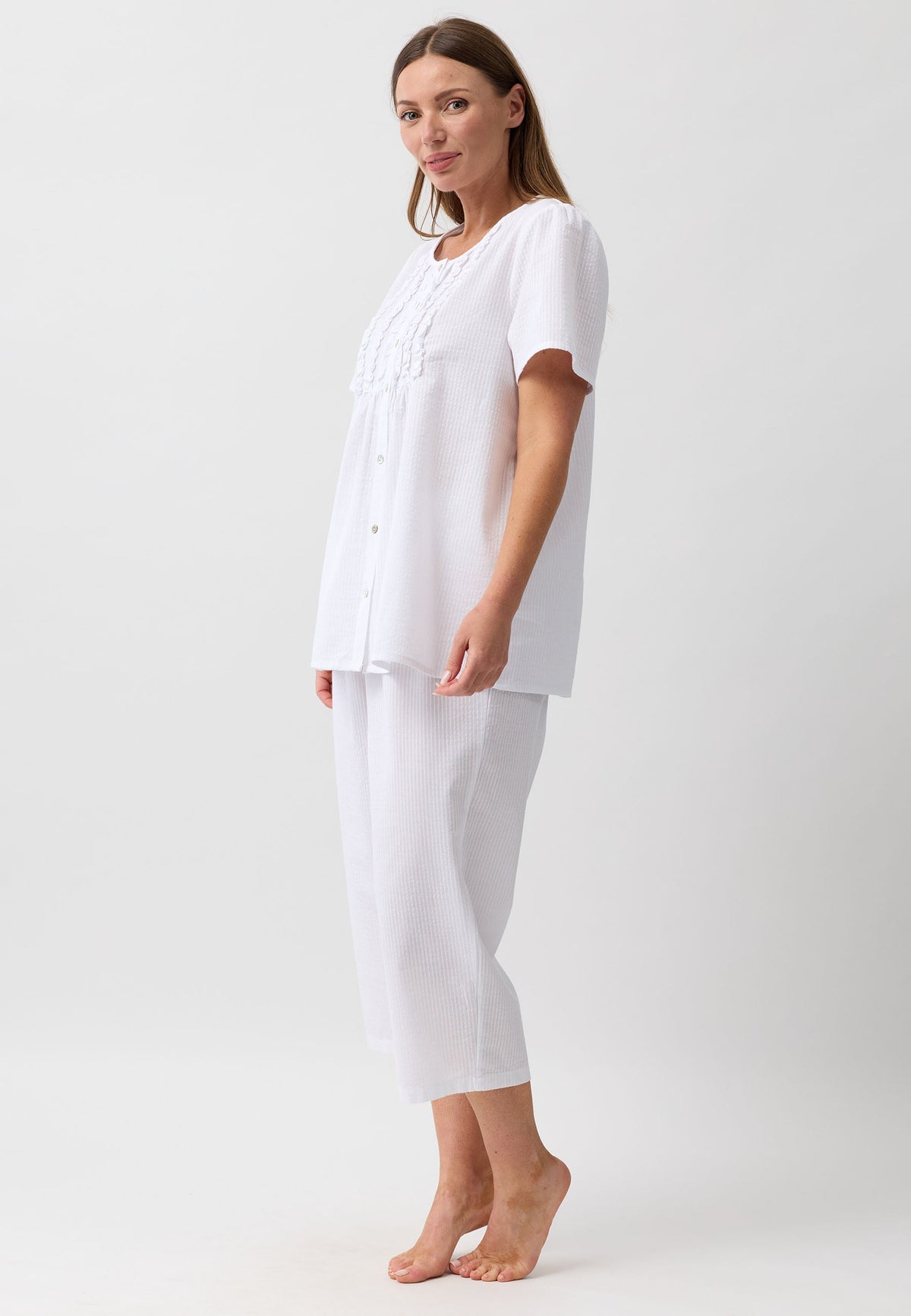 WHITE 3/4 PJ SET WHITE - SK529W6