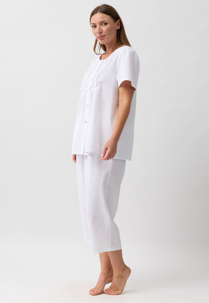 WHITE 3/4 PJ SET WHITE - SK529W6