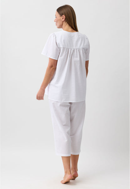 WHITE 3/4 PJ SET WHITE - SK529W6