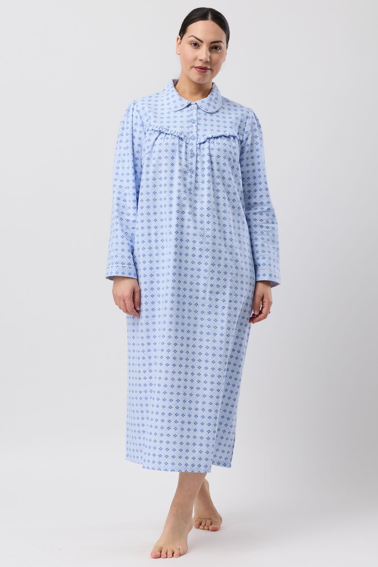 FLEUR DE LYS COLLAR NIGHTIE BLUE - SK618F6