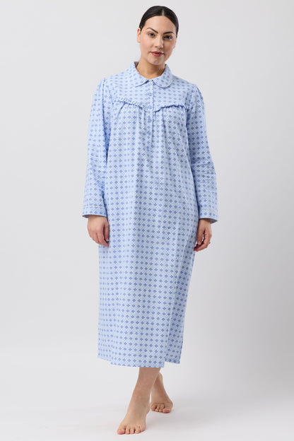 FLEUR DE LYS COLLAR NIGHTIE BLUE - SK618F6