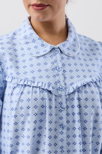 FLEUR DE LYS COLLAR NIGHTIE BLUE - SK618F6