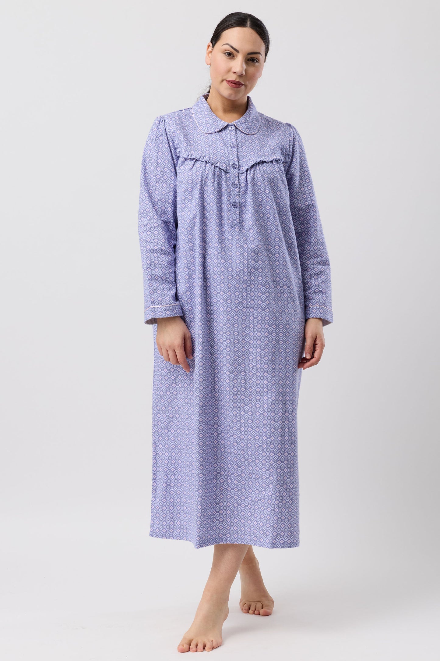 FLEUR DE LYS COLLAR NIGHTIE INDIGO - SK618F6