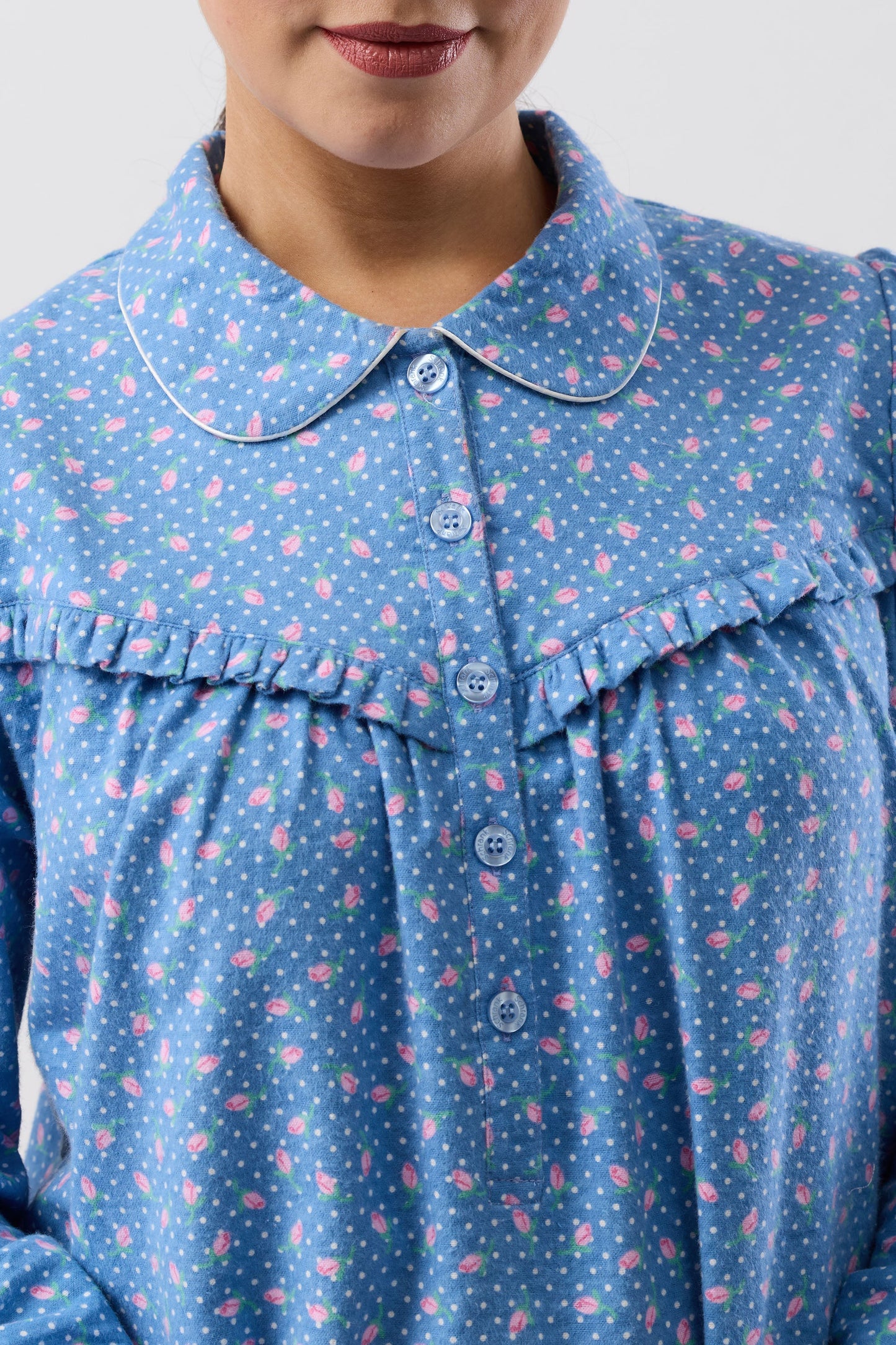 ROSE SPOT COLLAR NIGHTIE DENIM - SK618R6