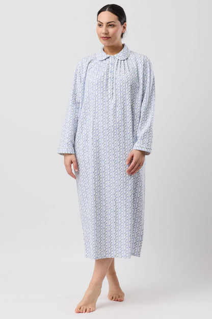 TULIP STRIPE COLLAR NIGHTIE BLUE - SK629T6