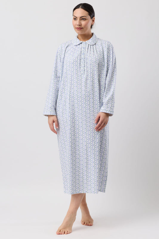 TULIP STRIPE COLLAR NIGHTIE BLUE - SK629T6