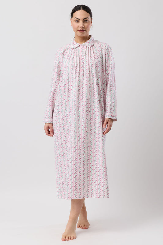 TULIP STRIPE COLLAR NIGHTIE PINK - SK629T6