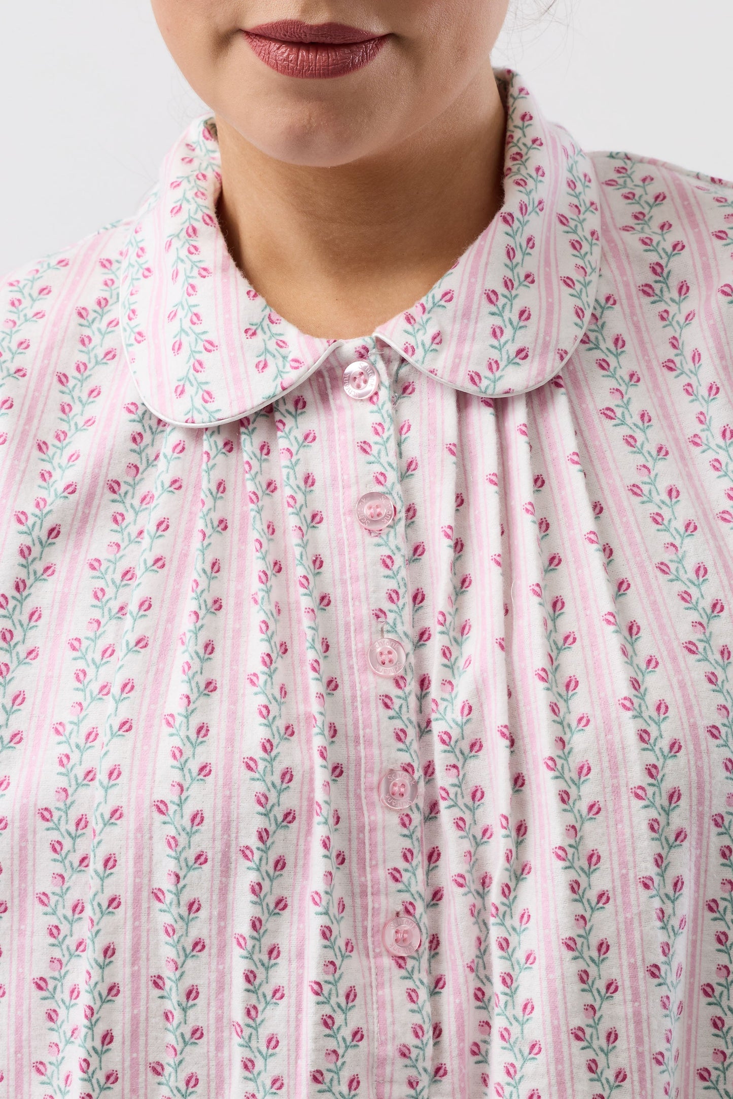 TULIP STRIPE COLLAR NIGHTIE PINK - SK629T6