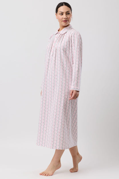 TULIP STRIPE COLLAR NIGHTIE PINK - SK629T6