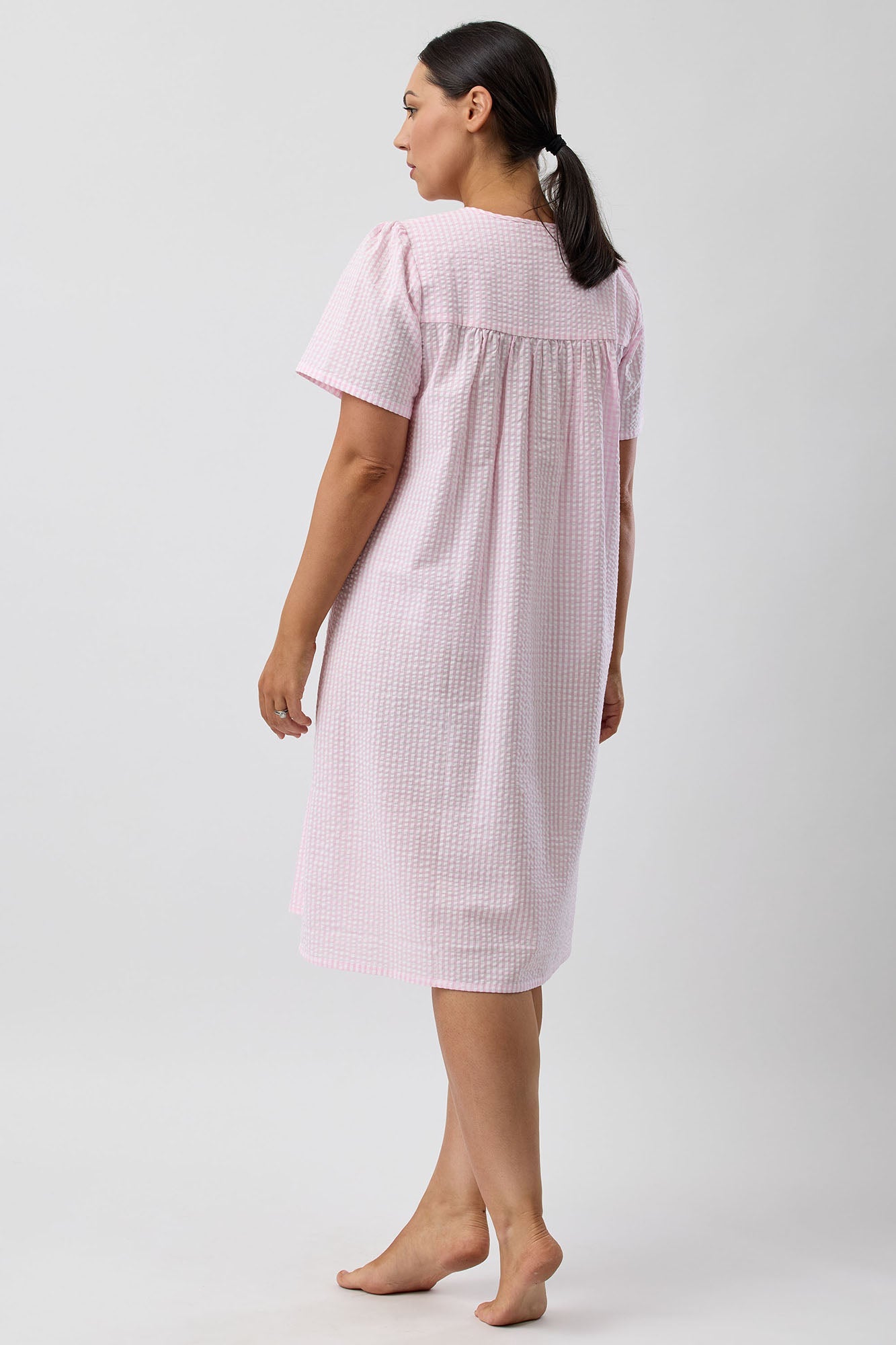 SEERSUCKER CHECK NIGHTIE PINK - SK707C5