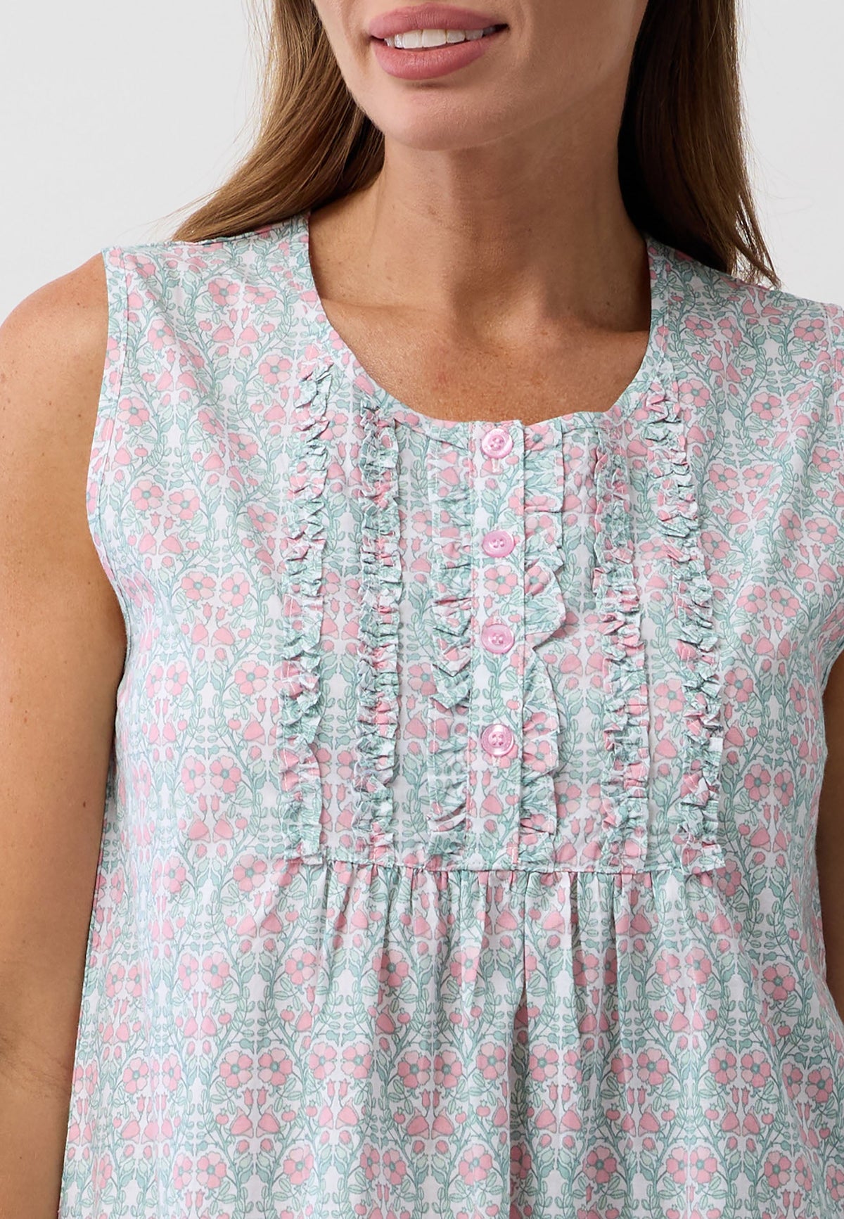 PRIMROSE SLEEVELESS NIGHTIE CORAL - SK807P6