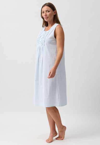 STRIPE SLEEVELESS NIGHTIE SAGE - SK807S6