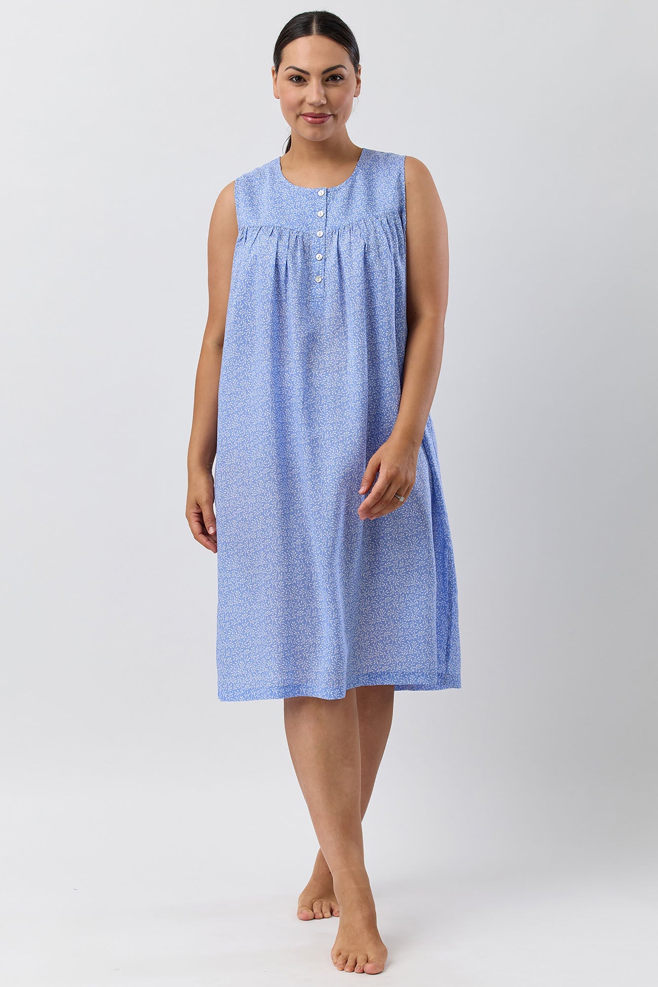 FOLIAGE SLEEVELESS NIGHTIE BLUE - SK809F5