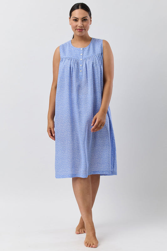 FOLIAGE SLEEVELESS NIGHTIE BLUE - SK809F5