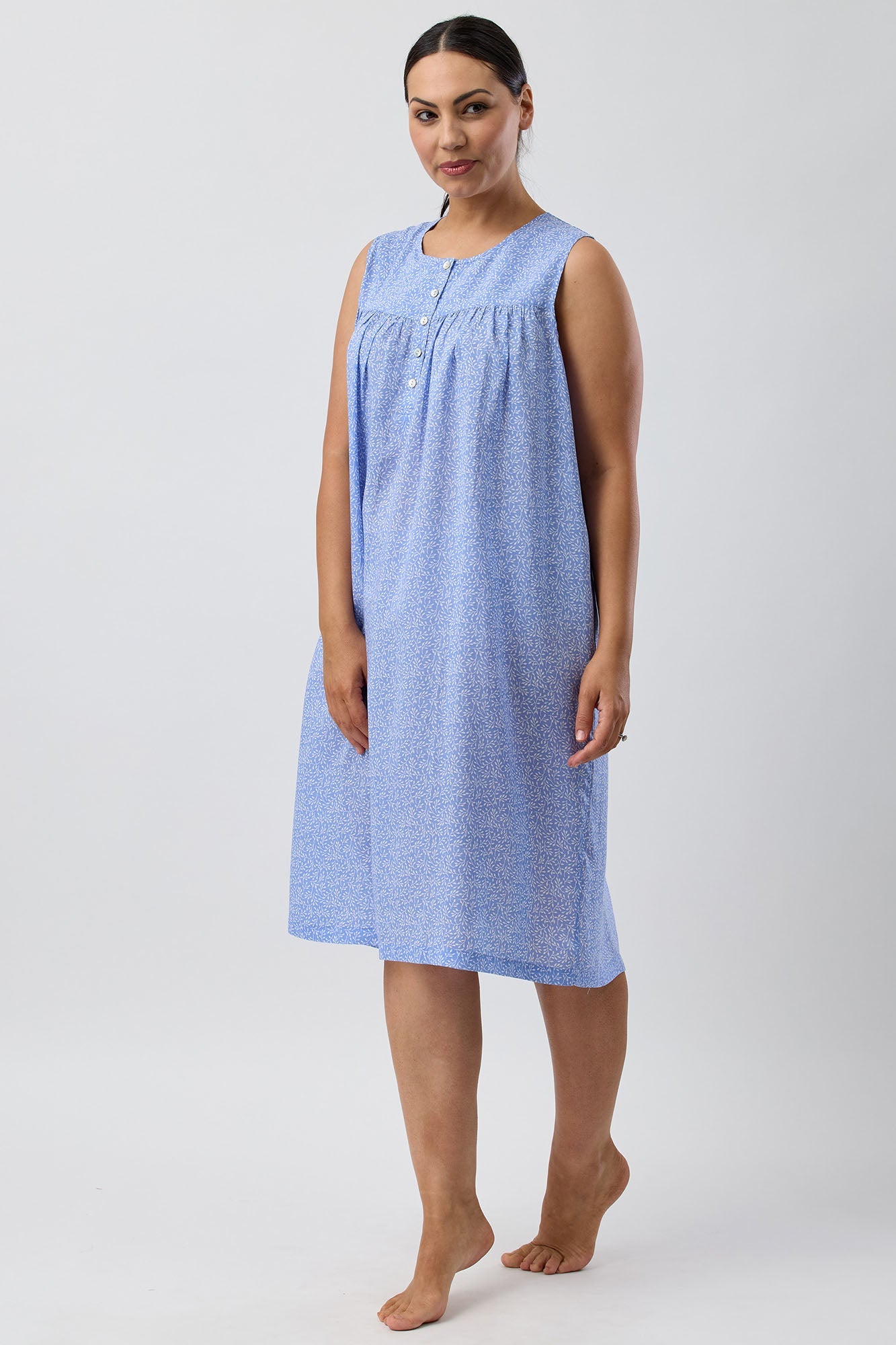 FOLIAGE SLEEVELESS NIGHTIE BLUE - SK809F5